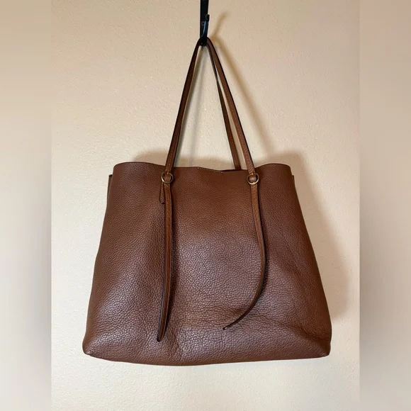 Polo Ralph Lauren Pebbled Brown Leather Lennox Tote Bag - Picture 3 of 10